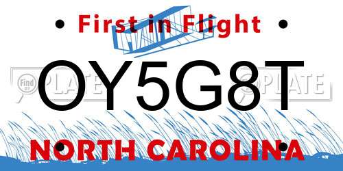 OY5G8T North Carolina License Plate