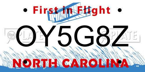 OY5G8Z North Carolina License Plate