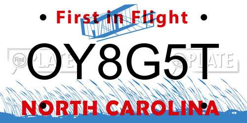 OY8G5T North Carolina License Plate