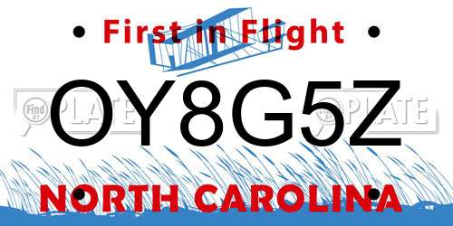 OY8G5Z North Carolina License Plate