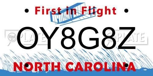 OY8G8Z North Carolina License Plate