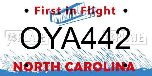 OYA442 North Carolina License Plate