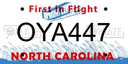 OYA447 North Carolina License Plate