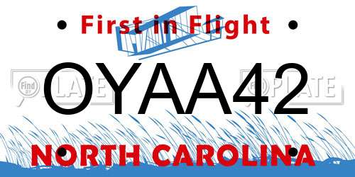 OYAA42 North Carolina License Plate