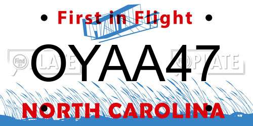 OYAA47 North Carolina License Plate