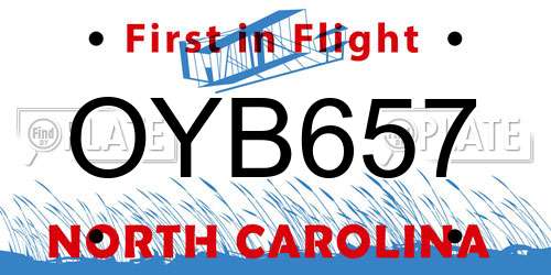 OYB657 North Carolina License Plate