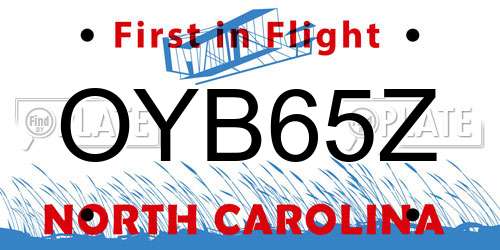 OYB65Z North Carolina License Plate