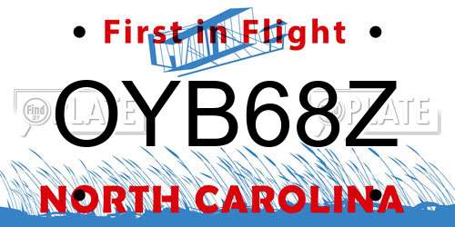 OYB68Z North Carolina License Plate