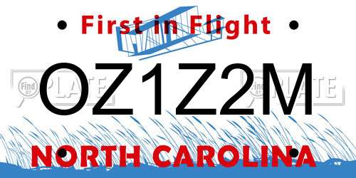 OZ1Z2M North Carolina License Plate