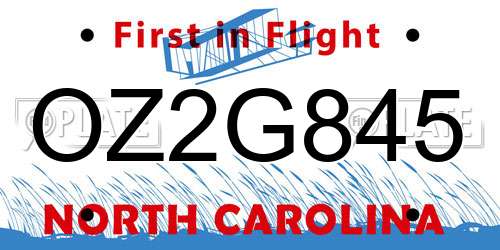 OZ2G845 North Carolina License Plate
