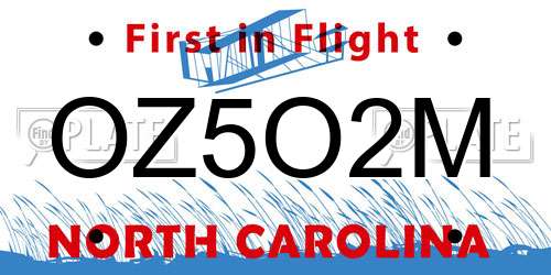 OZ5O2M North Carolina License Plate