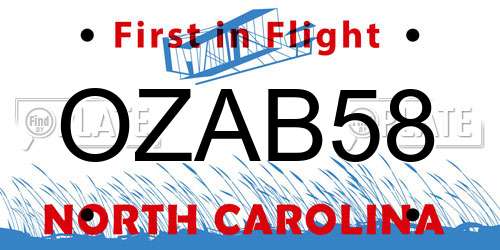 OZAB58 North Carolina License Plate
