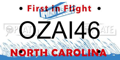 OZAI46 North Carolina License Plate