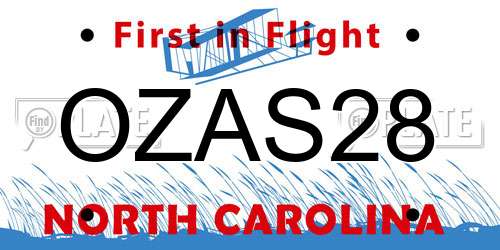 OZAS28 North Carolina License Plate
