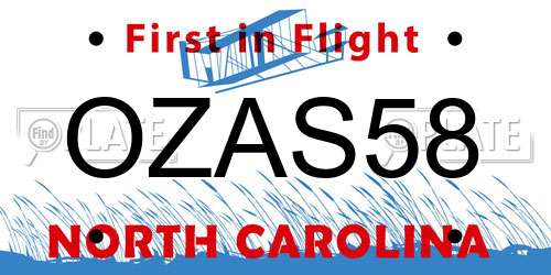 OZAS58 North Carolina License Plate