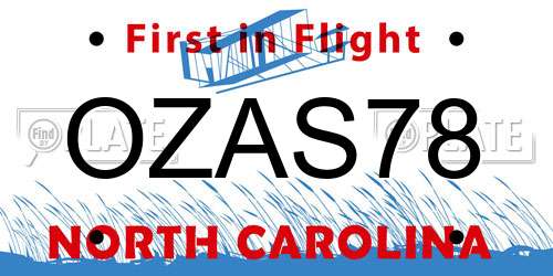OZAS78 North Carolina License Plate