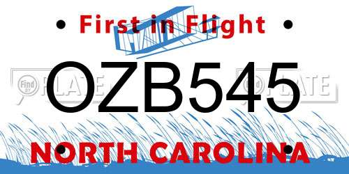 OZB545 North Carolina License Plate