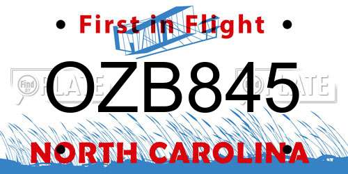 OZB845 North Carolina License Plate