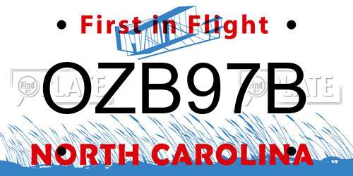 OZB97B North Carolina License Plate