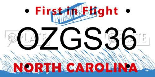 OZGS36 North Carolina License Plate
