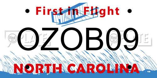 OZOB09 North Carolina License Plate