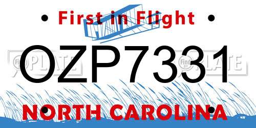 OZP7331 North Carolina License Plate