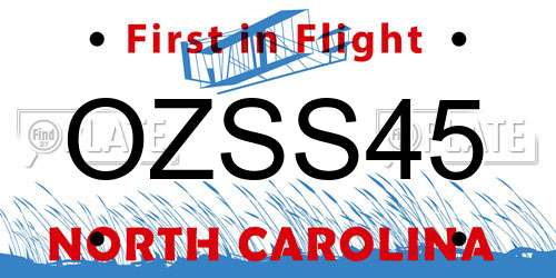 OZSS45 North Carolina License Plate