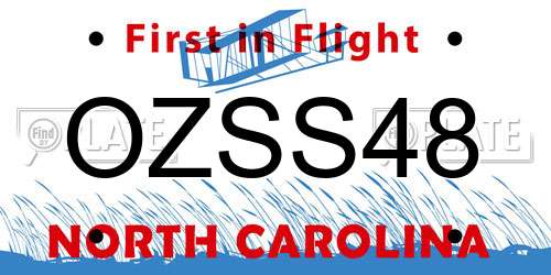 OZSS48 North Carolina License Plate