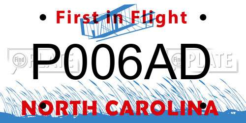 P006AD North Carolina License Plate