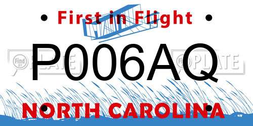 P006AQ North Carolina License Plate