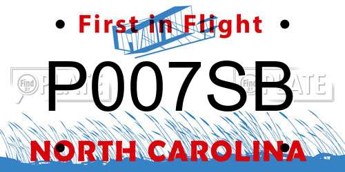P007SB North Carolina License Plate