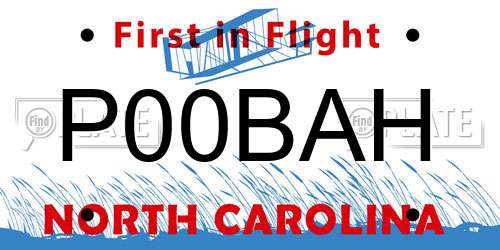P00BAH North Carolina License Plate