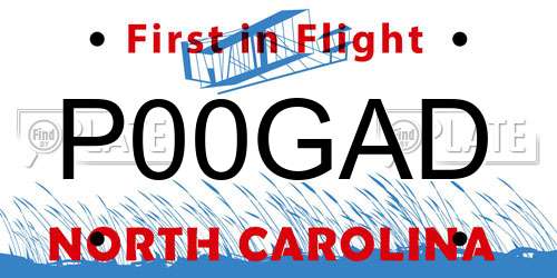 P00GAD North Carolina License Plate