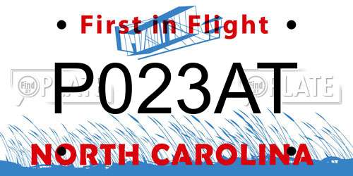 P023AT North Carolina License Plate
