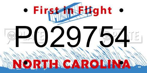 P029754 North Carolina License Plate