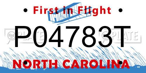 P04783T North Carolina License Plate