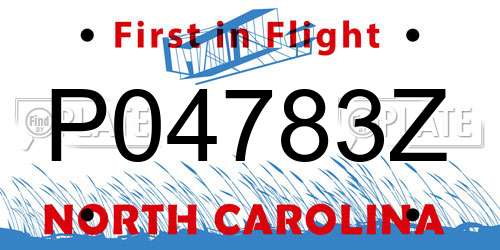 P04783Z North Carolina License Plate