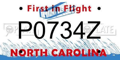 P0734Z North Carolina License Plate