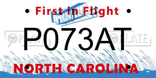 P073AT North Carolina License Plate