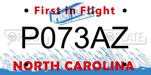 P073AZ North Carolina License Plate
