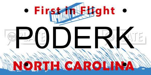 P0DERK North Carolina License Plate