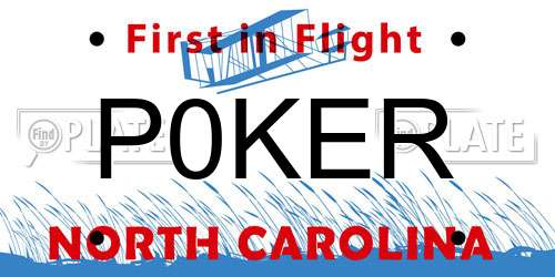 P0KER North Carolina License Plate