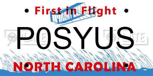 P0SYUS North Carolina License Plate