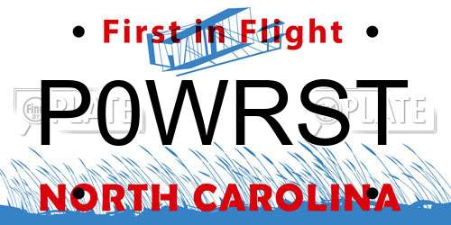 P0WRST North Carolina License Plate