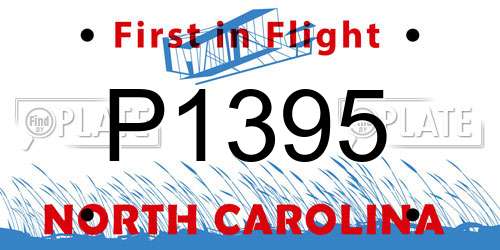 P1395 North Carolina License Plate