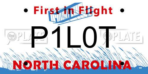 P1L0T North Carolina License Plate