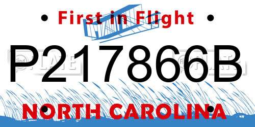 P217866B North Carolina License Plate