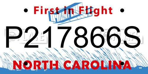 P217866S North Carolina License Plate