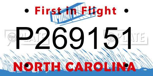 P269151 North Carolina License Plate