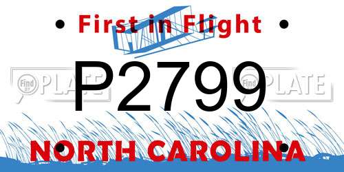 P2799 North Carolina License Plate